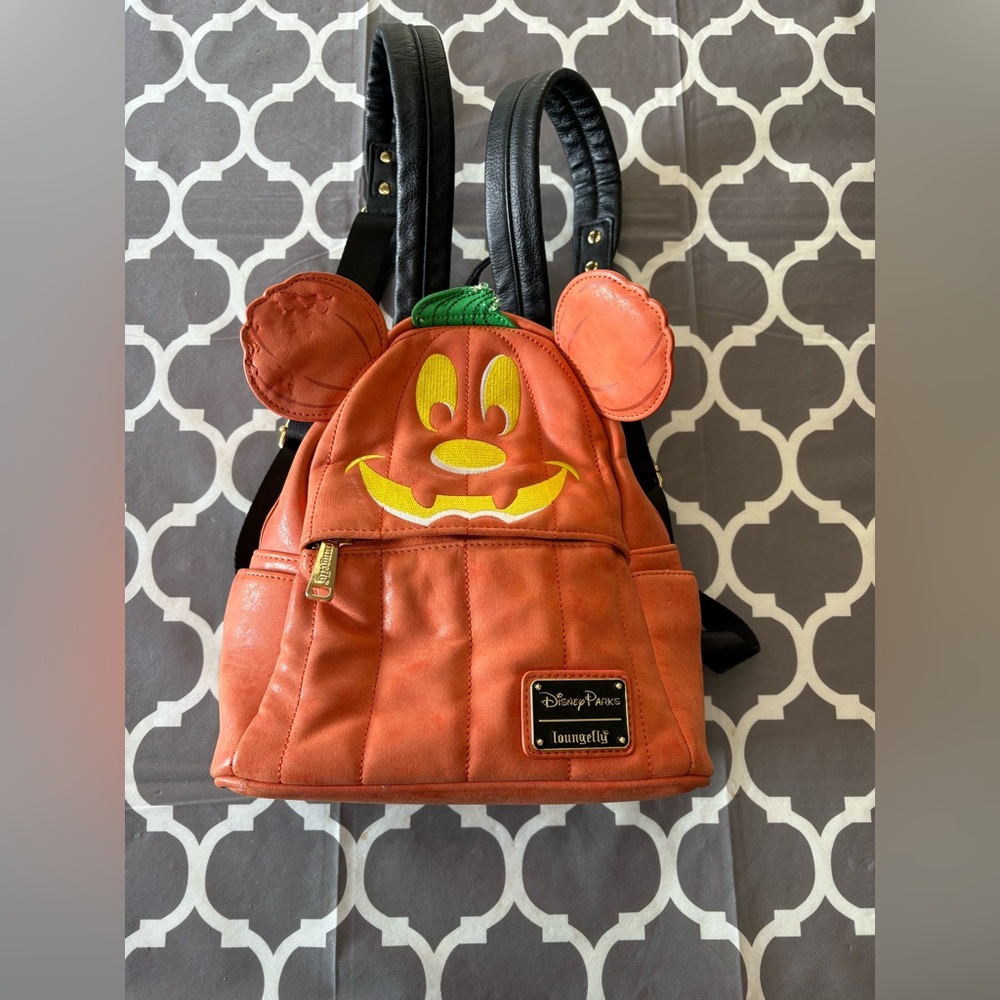 Loungefly Pumpkin Halloween Mickey Mini Backpack